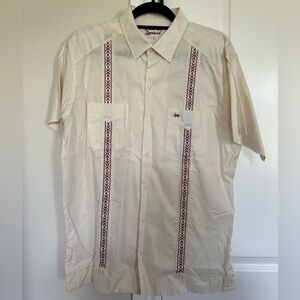 Texas Standard Beige Men's Shirt with Maroon Embroidery